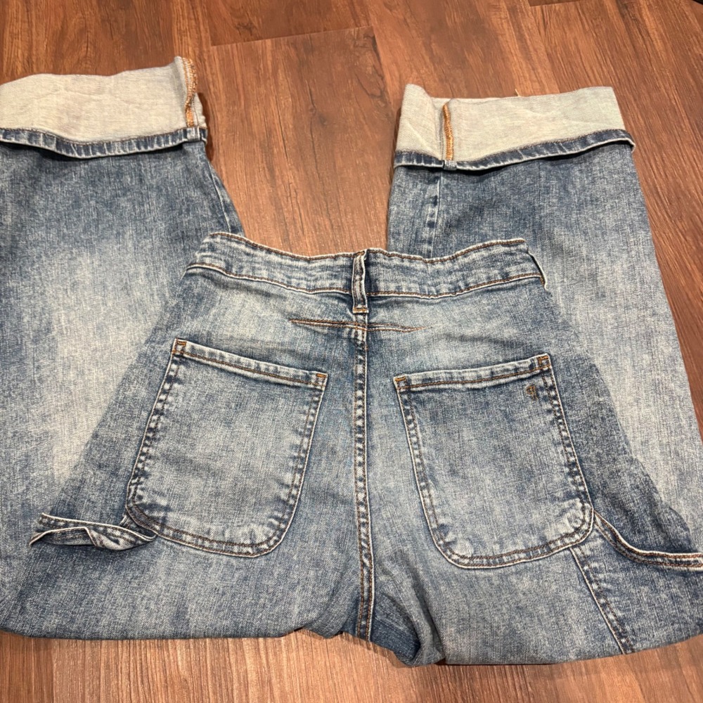 Pilcro Anthropologie Kayden Cuffed Carpenter Barrel Leg Jeans 26 Acid Wash Blue - Picture 7 of 10